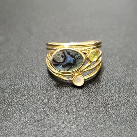 Gold tone layered looking ring - Picture 1 of 9